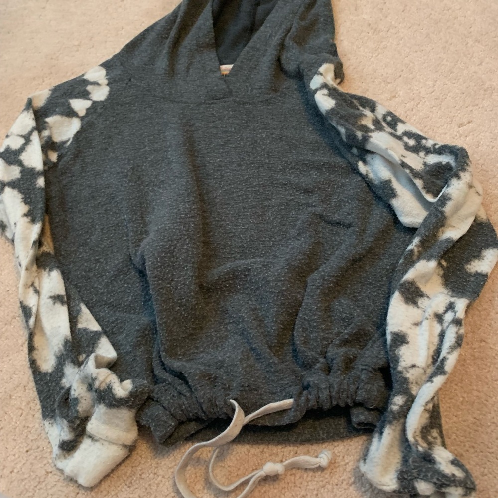 Grey and tie dye draw string sweatshirt